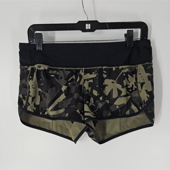 Lululemon Pop Cut Fatigue Green Black H20 Speed Up Shorts 10 - Picture 3 of 12